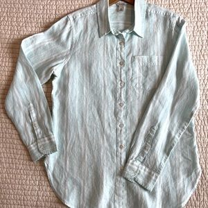 LL Bean Women's Premium Washable Linen Shirt, Tunic Stripe